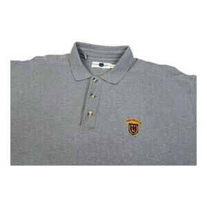 Vintage Universal Studios Polo Shirt XL Gray Crest Embroidered Logo 90’s Y2k